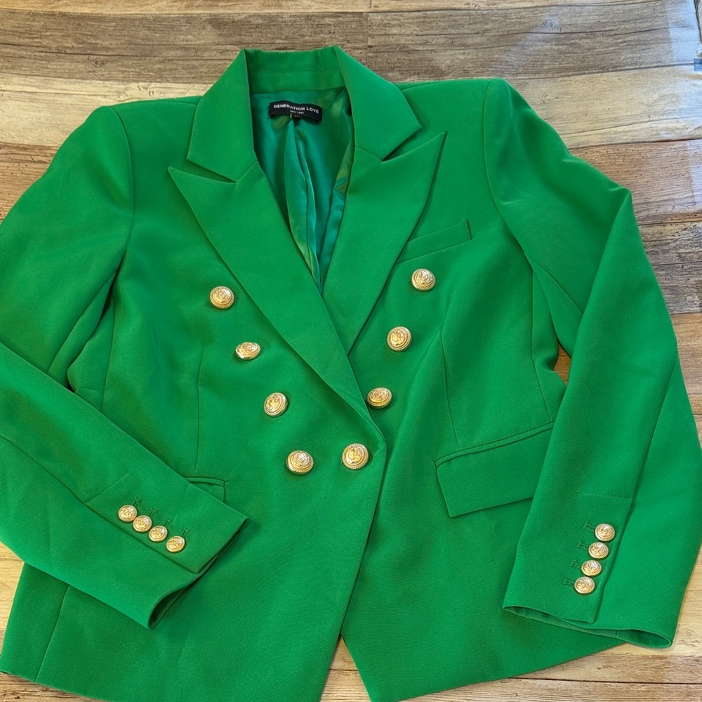 Generation Love Green Blazer with Gold Buttons Medium
